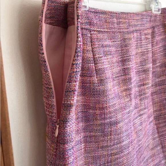 LOFT Pink Tweed A Line Petite Tailored Skirt 12P - Picture 5 of 15